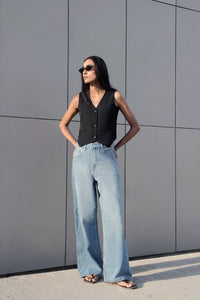 Black Tailored Buttoned Waistcoat
