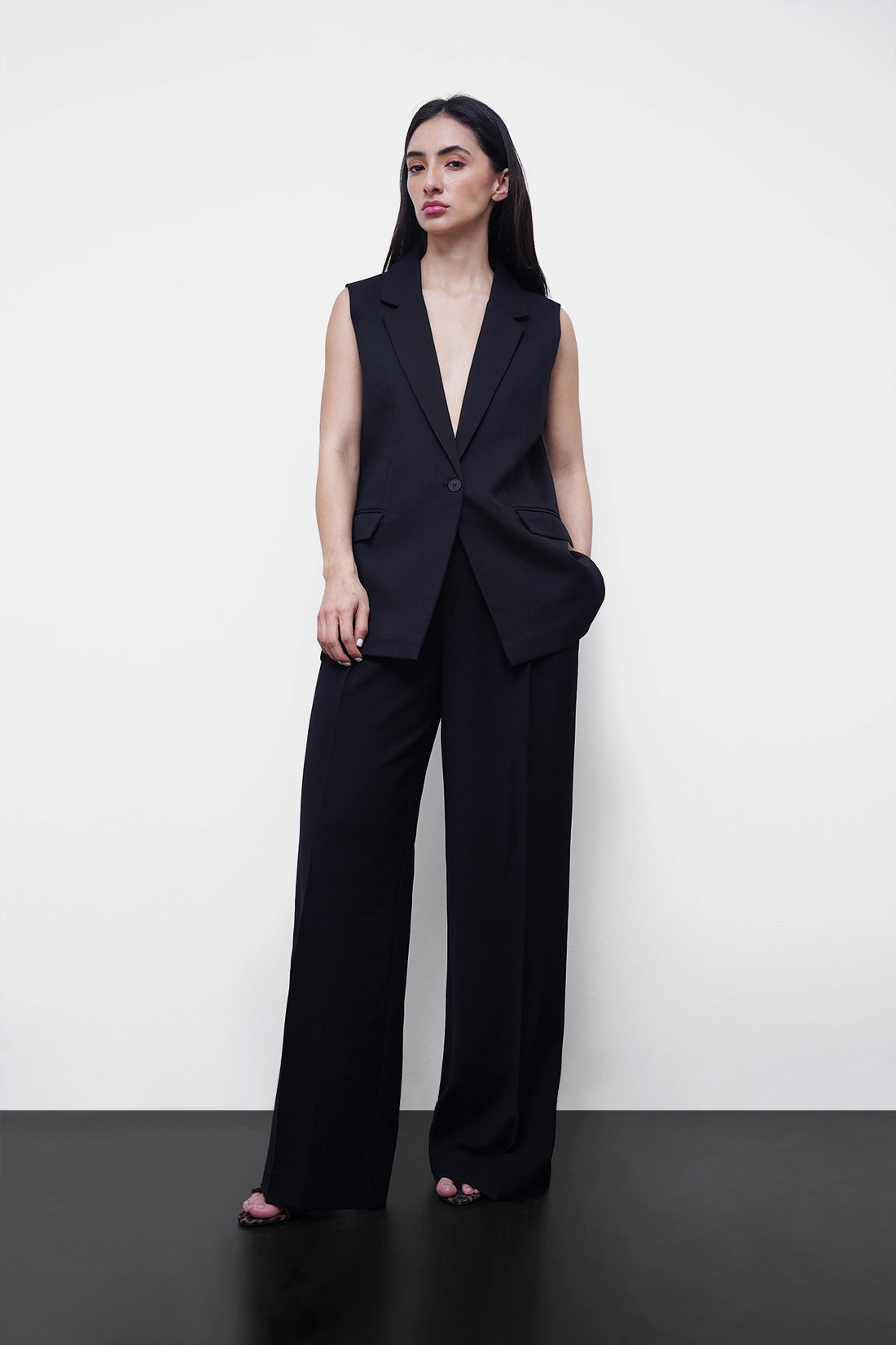 Black Tailored Waistcoat Blazer