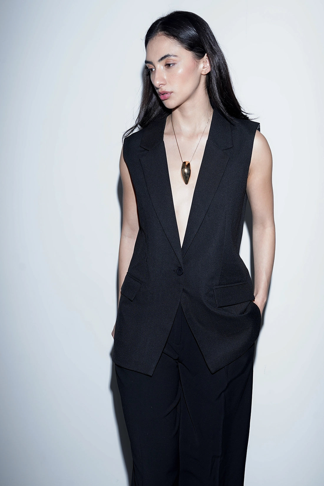 Black Tailored Waistcoat Blazer