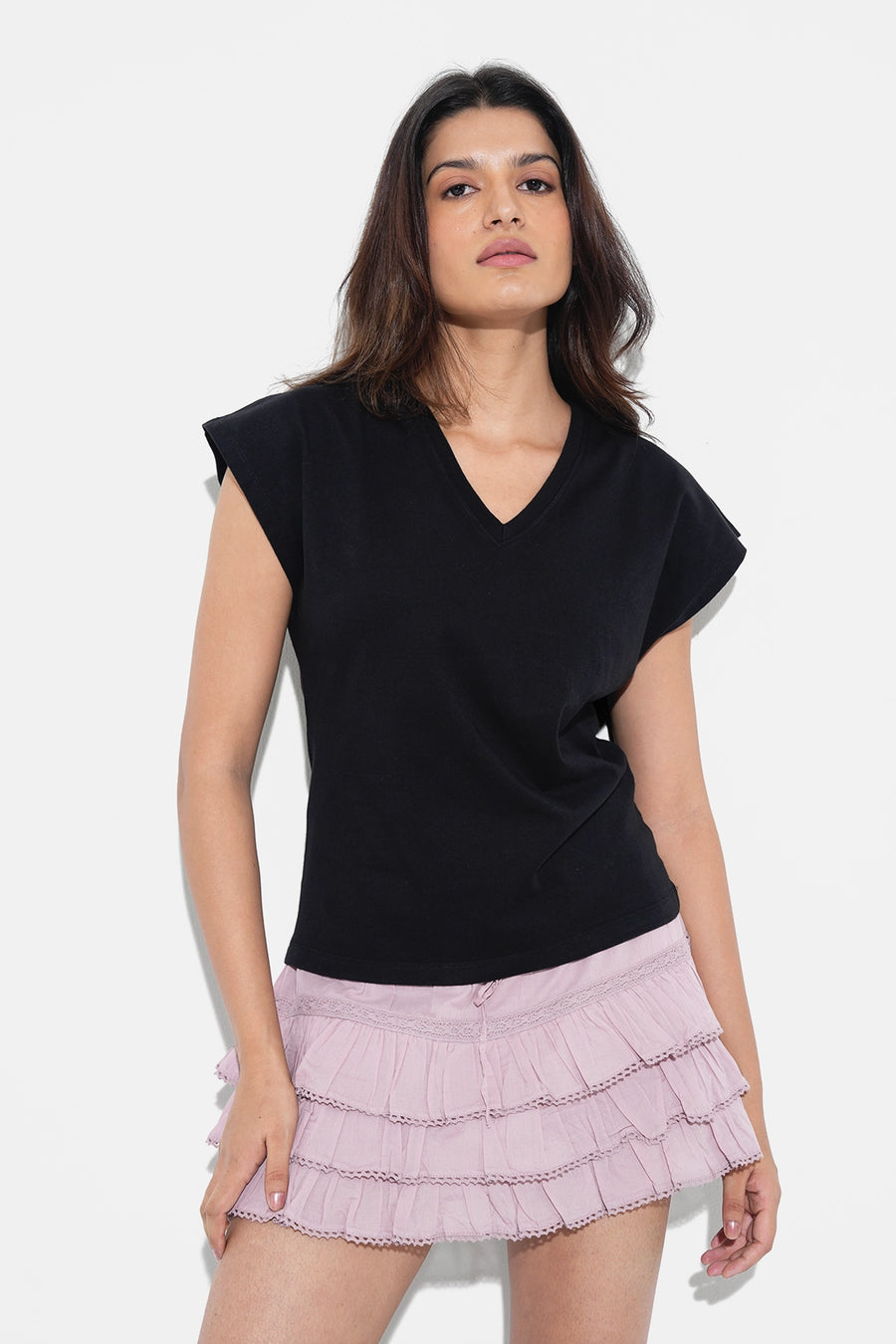 Black Basic V-Neck T-Shirt