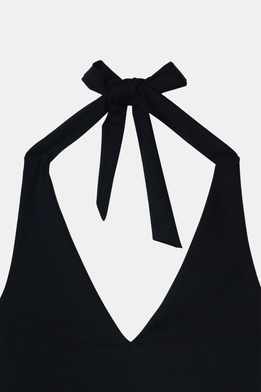Black Halter-Neck Polyamide Top