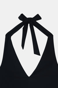 Black Halter-Neck Polyamide Top