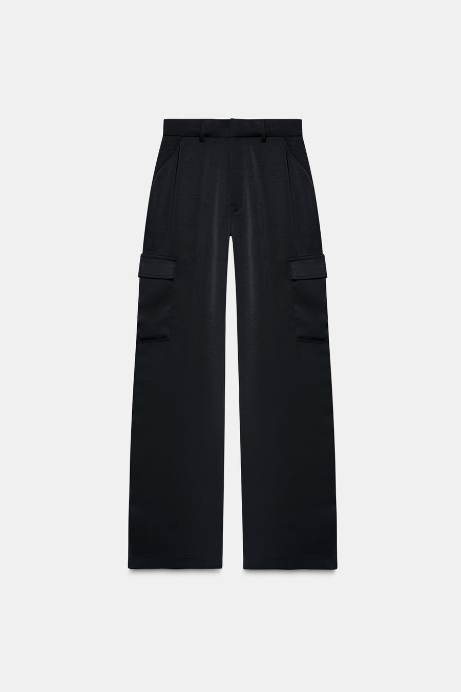 Black High-Rise Satin Cargo