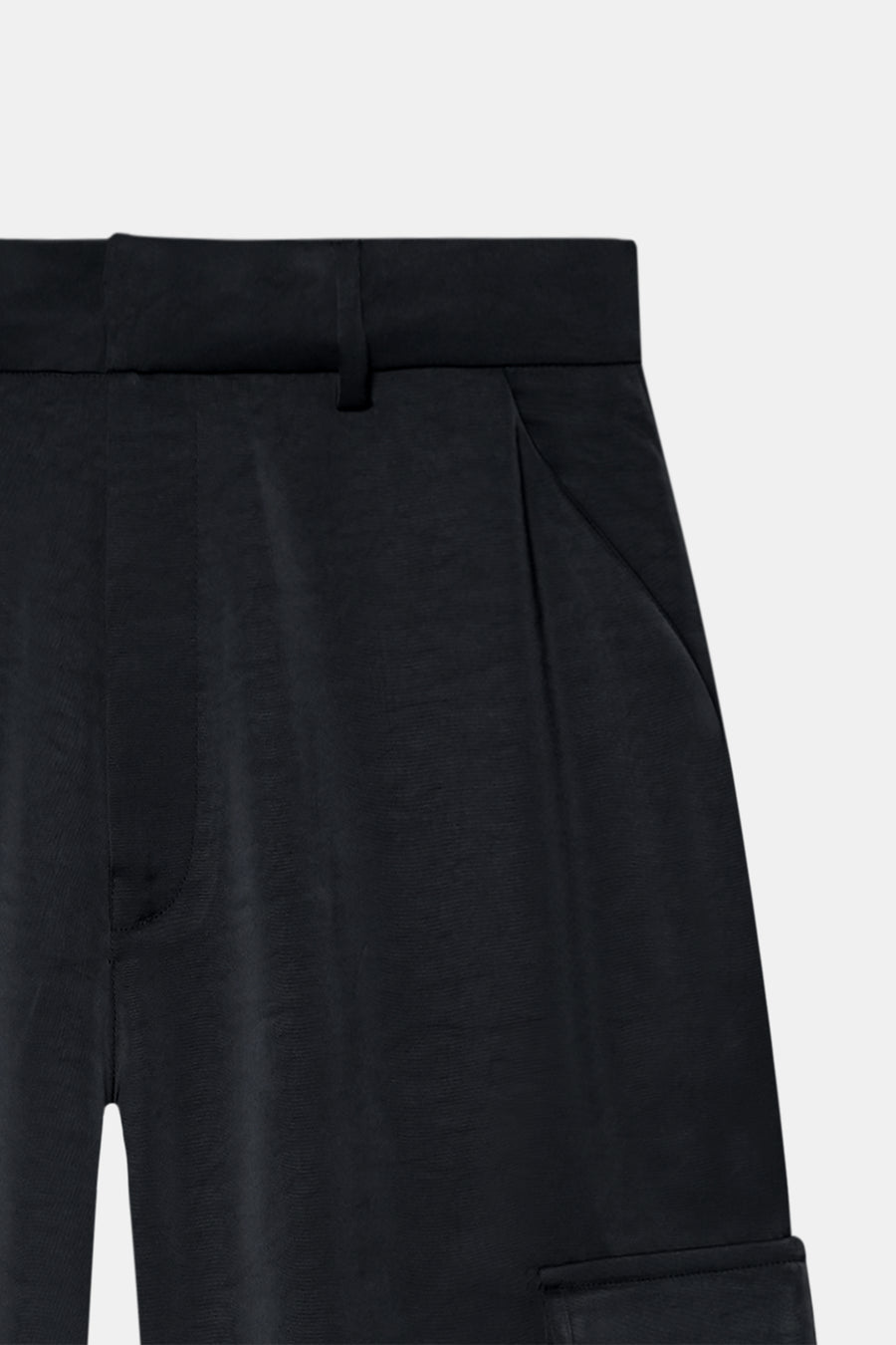 Black High-Rise Satin Cargo