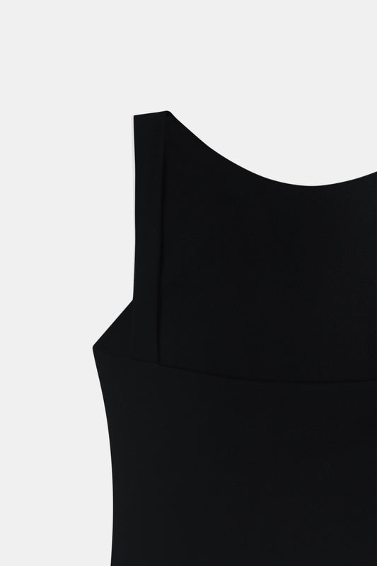 Black Open-Back Polyamide Top