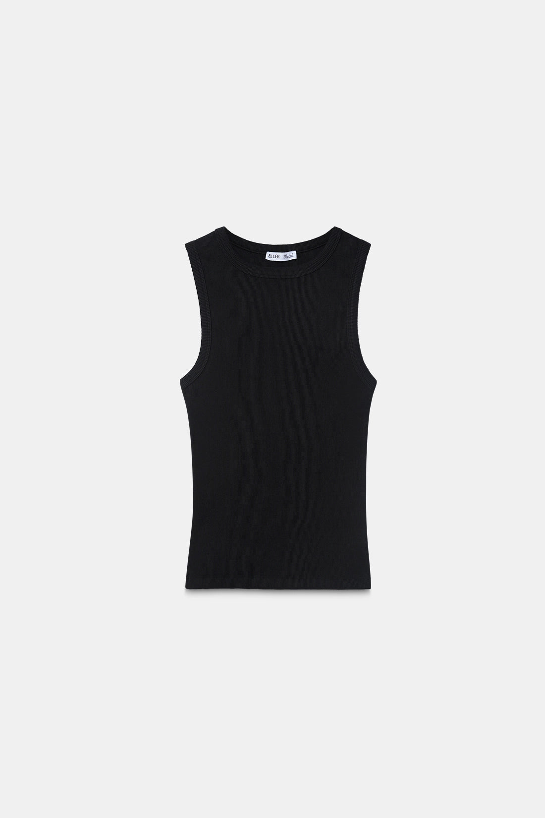 Black Ribbed Round Neck Top
