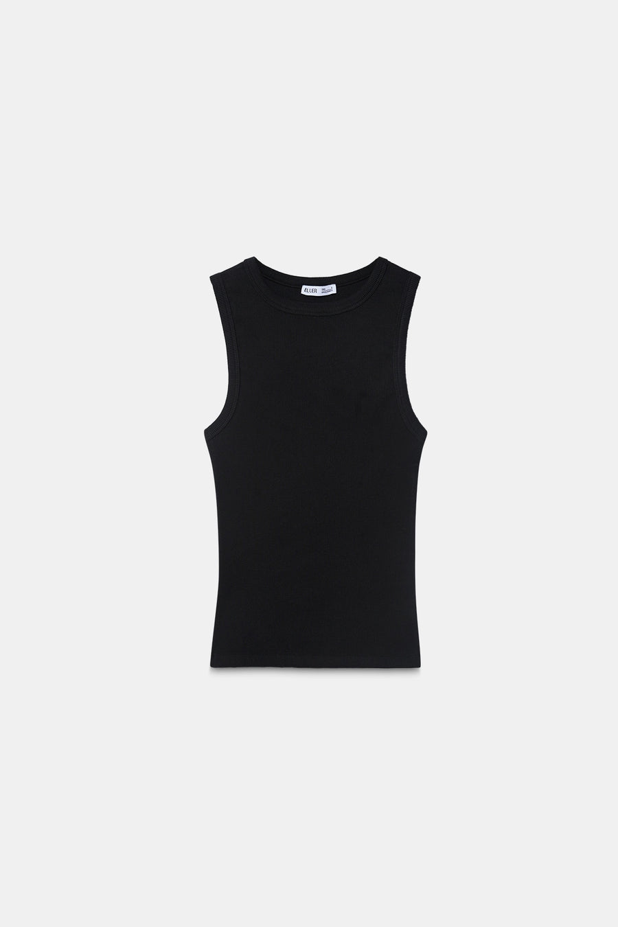 Black Ribbed Round Neck Top