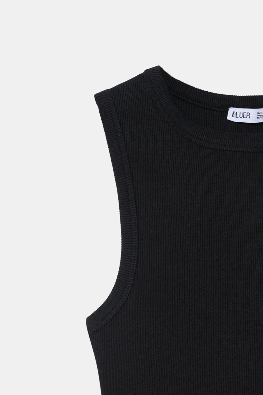 Black Ribbed Round Neck Top