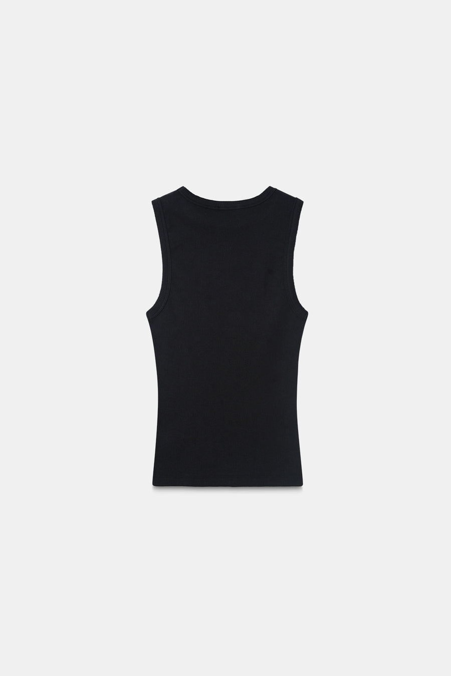 Black Ribbed Round Neck Top