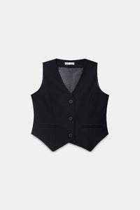 Black Tailored Buttoned Waistcoat