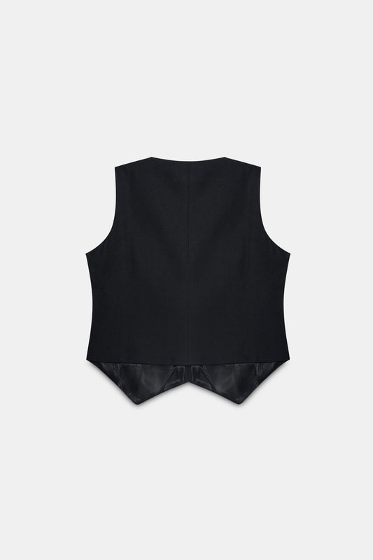 Black Tailored Buttoned Waistcoat