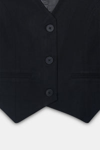 Black Tailored Buttoned Waistcoat