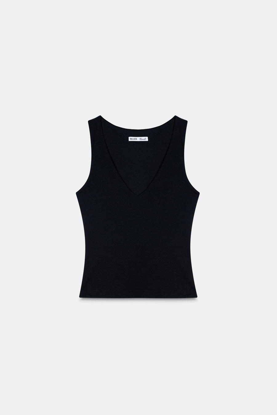 Black V-Neck Polyamide Top