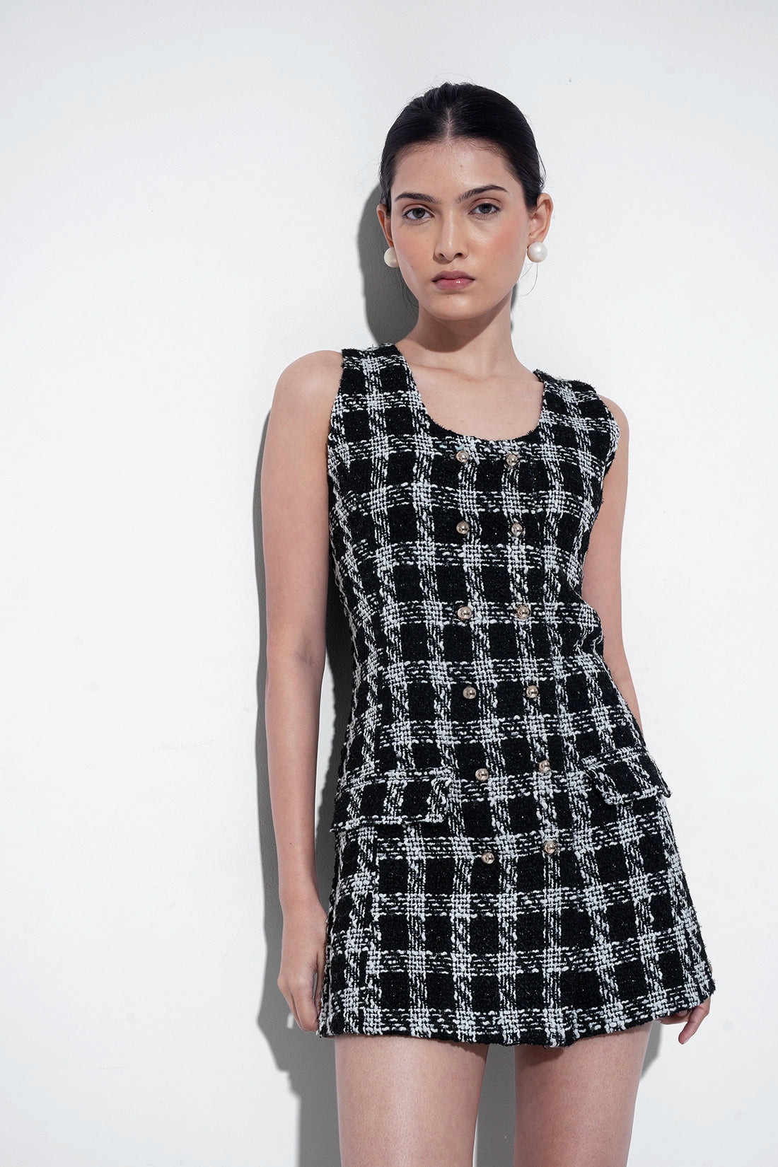 Black & White Tailored Tweed Dress