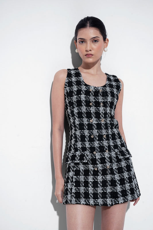 Black & White Tailored Tweed Dress