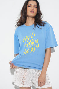 Blue Acid Wash Relaxed T-Shirt