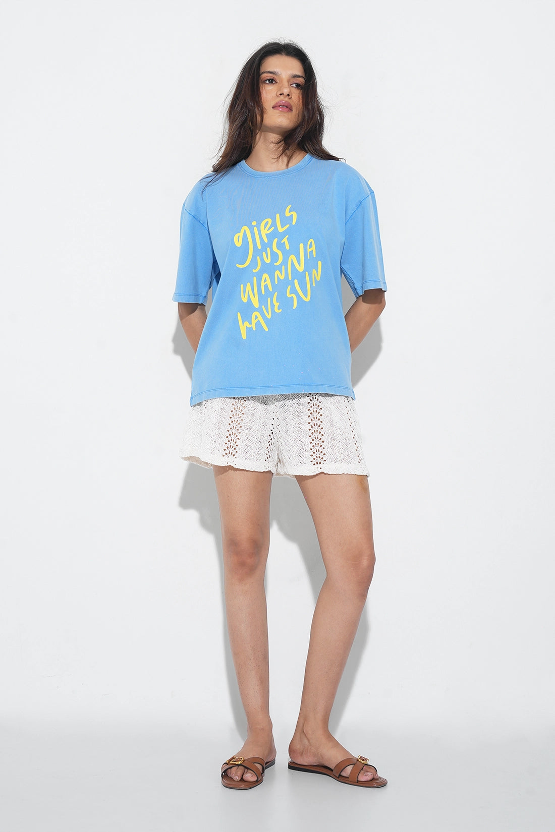 Blue Acid Wash Relaxed T-Shirt