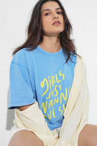 Blue Acid Wash Relaxed T-Shirt