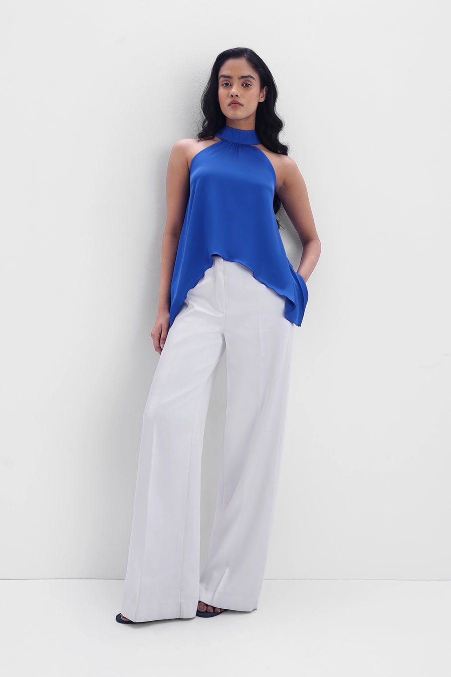 Blue Fluid Satin Top