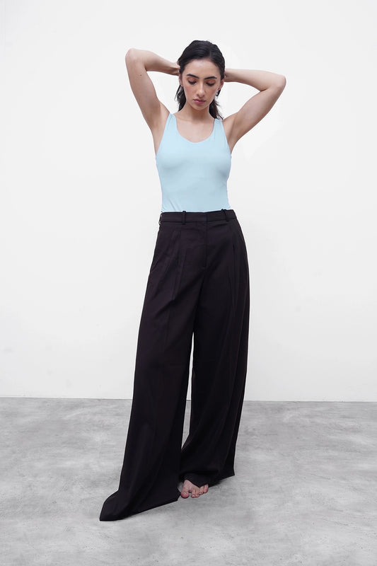 Blue Deep-Back Polyamide Bodysuit