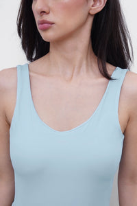 Blue Deep-Back Polyamide Bodysuit