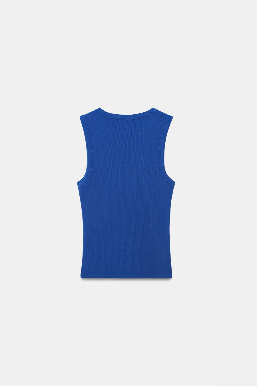 Blue Ribbed Round Neck Top