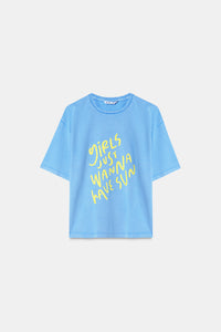 Blue Acid Wash Relaxed T-Shirt