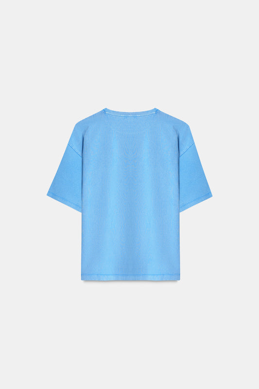 Blue Acid Wash Relaxed T-Shirt