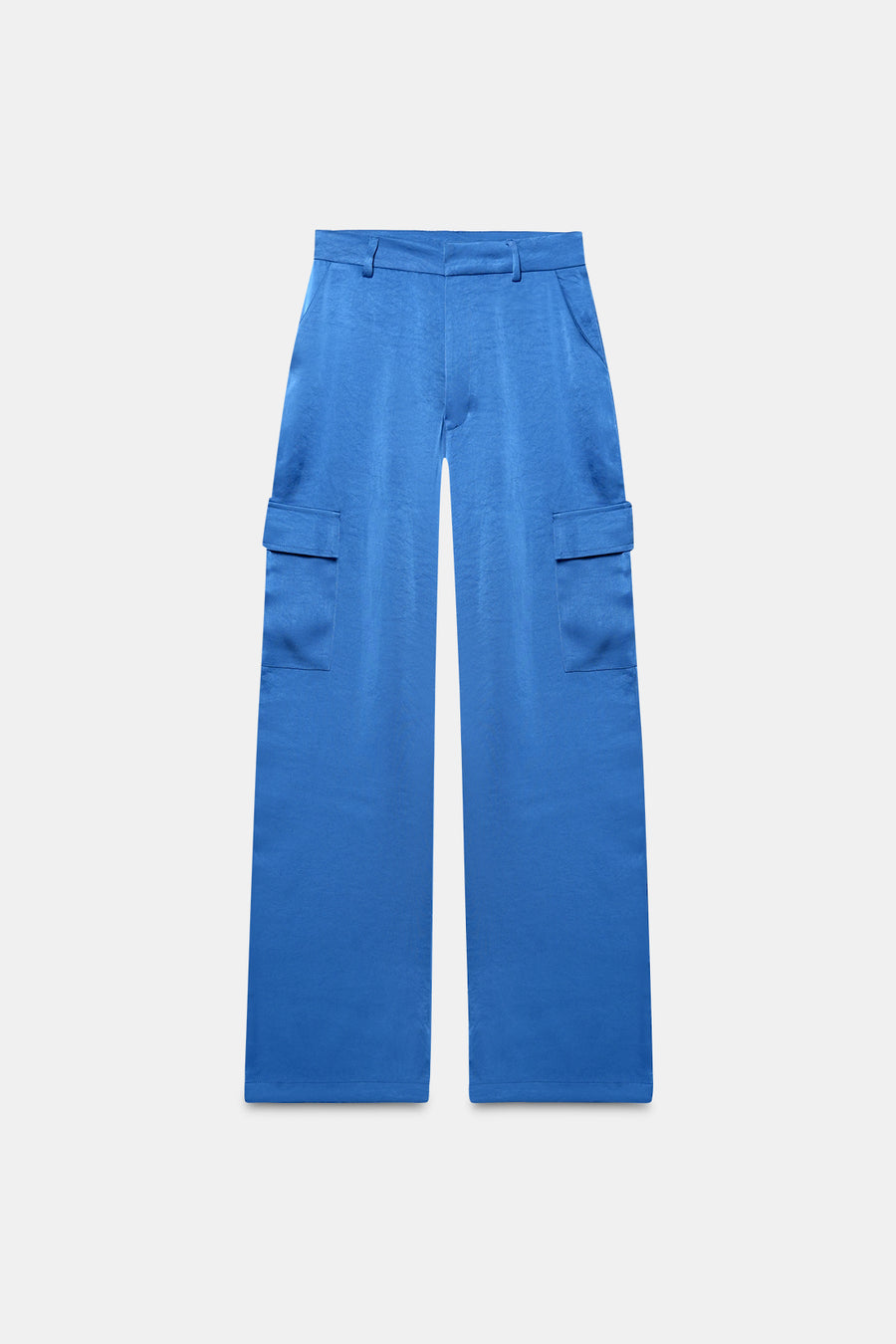 Blue High-Rise Satin Cargo