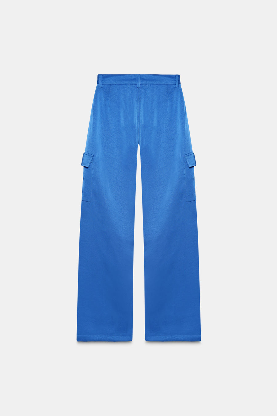 Blue High-Rise Satin Cargo
