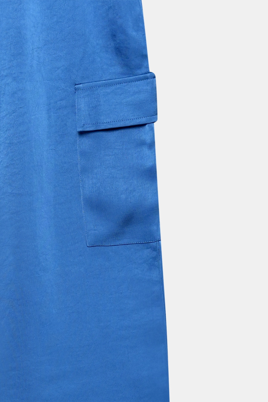 Blue High-Rise Satin Cargo