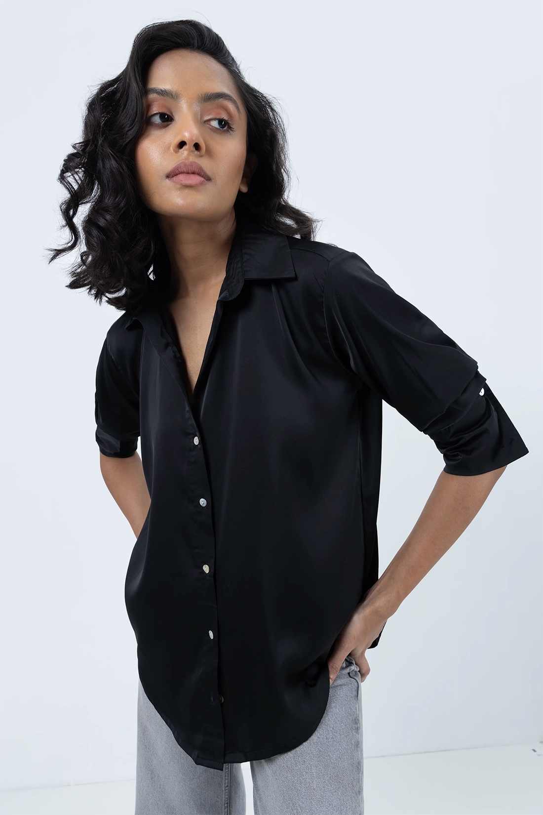 Black Satin Shirt