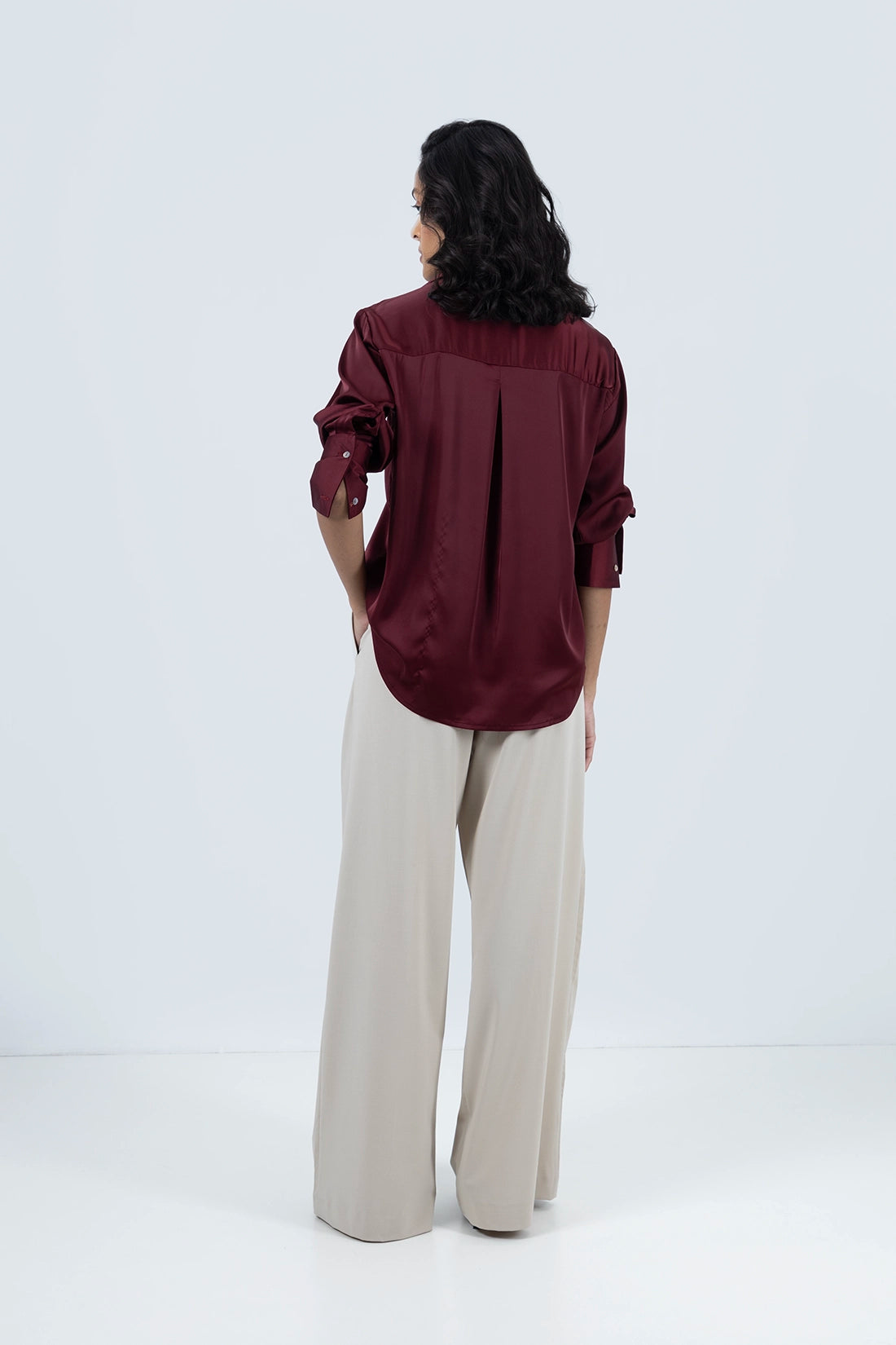 Maroon Satin Shirt