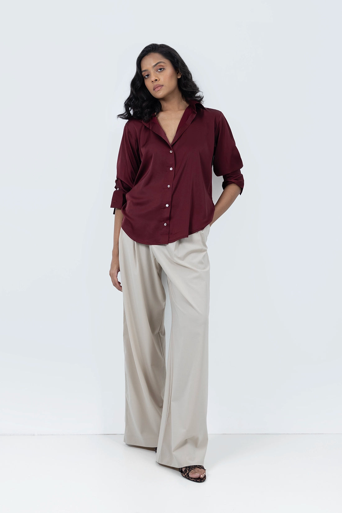 Maroon Satin Shirt