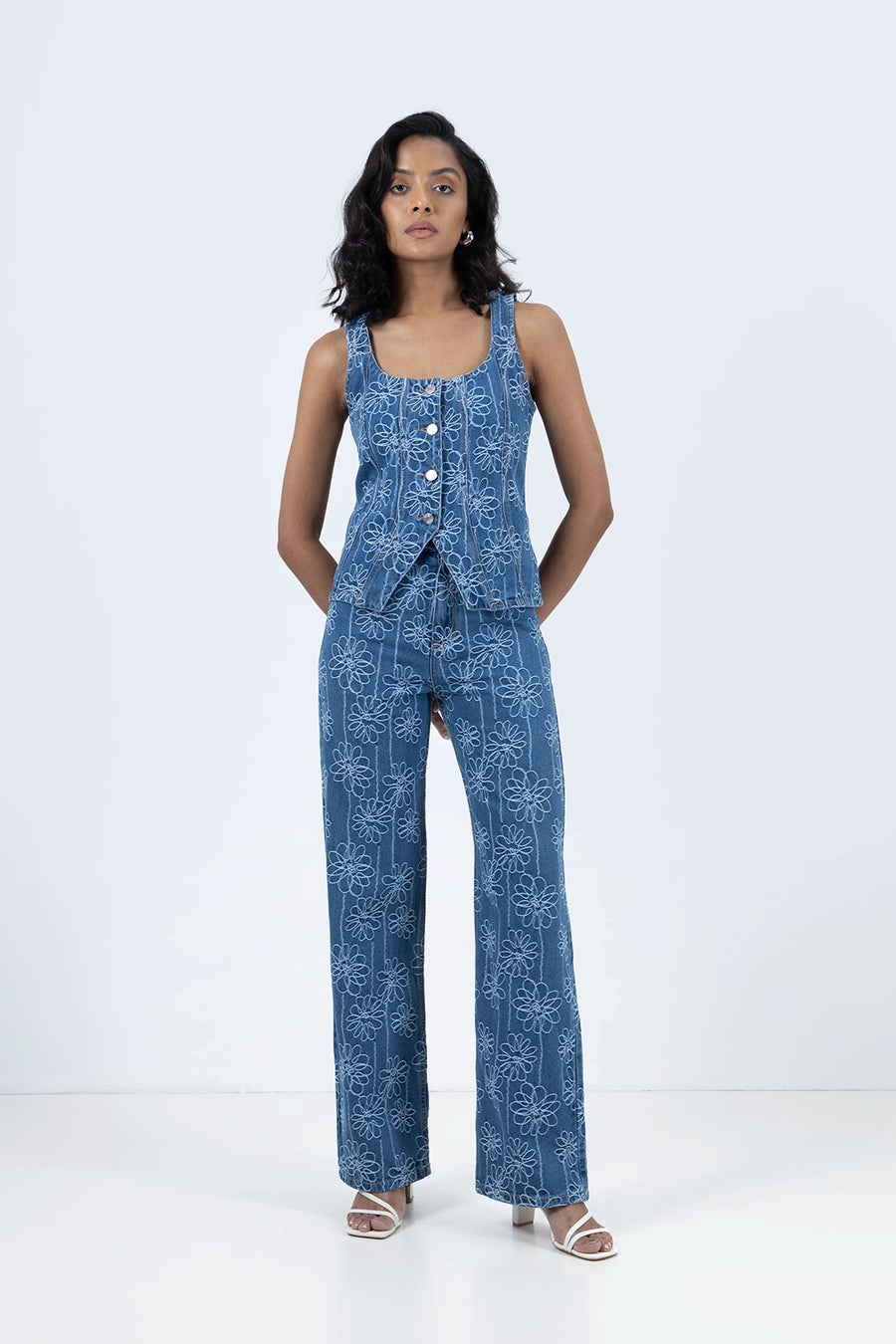 Blue Floral Jeans