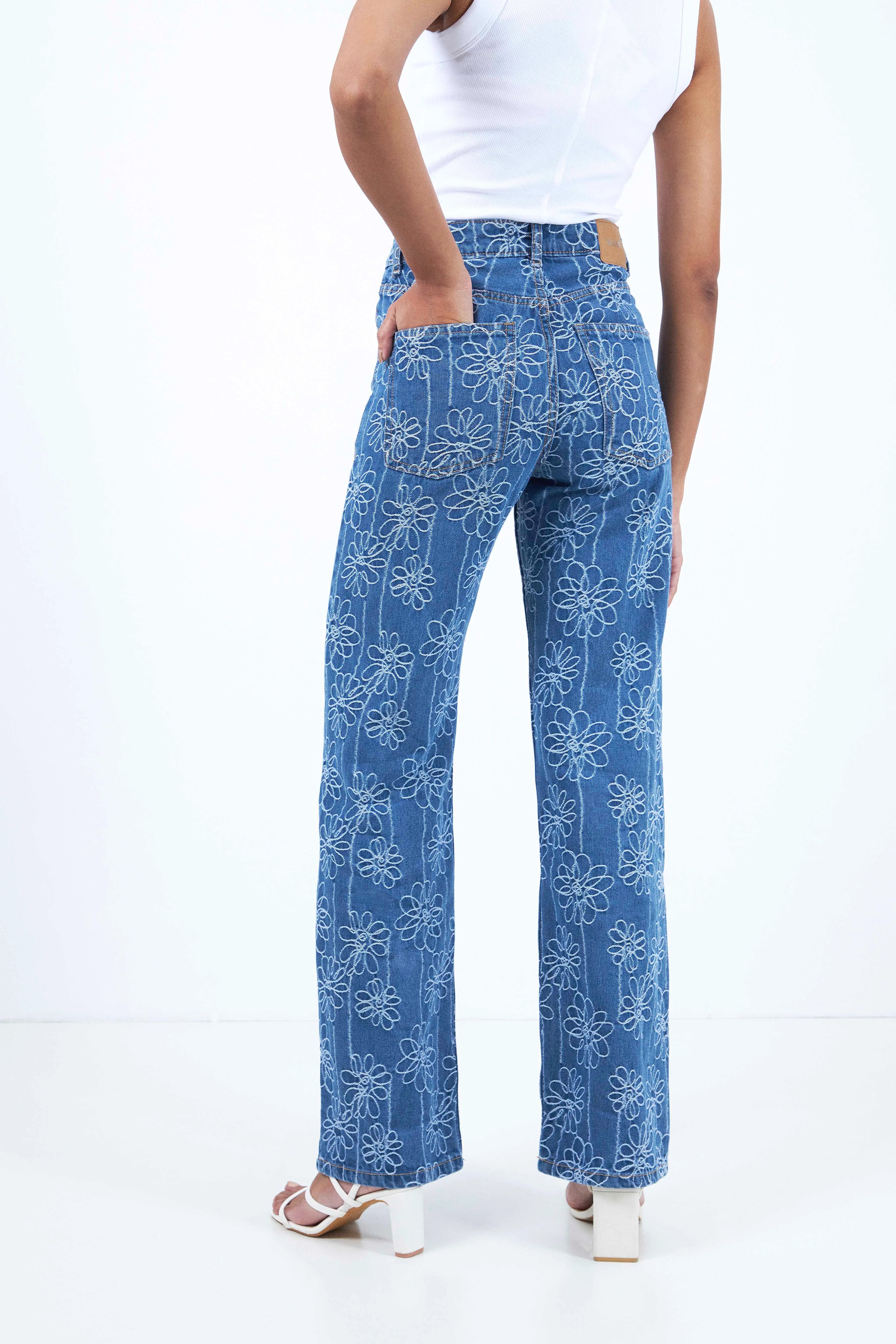 Blue Floral Jeans