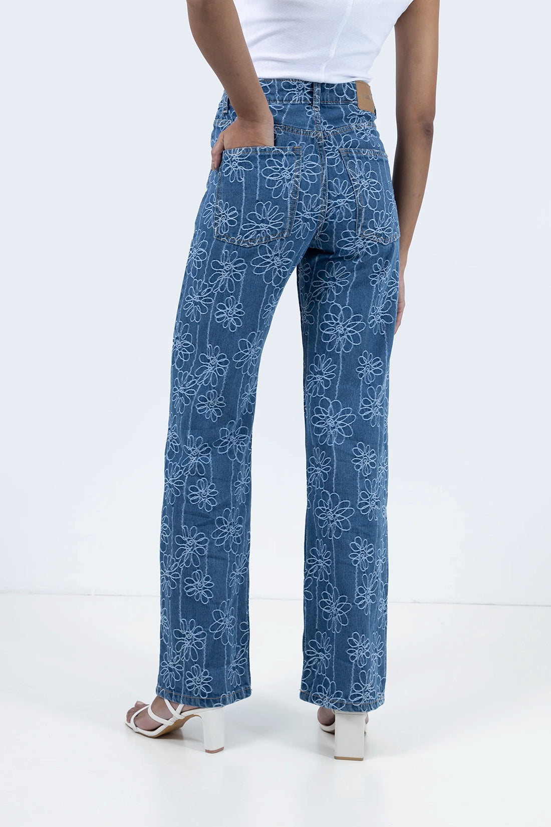 Blue Floral Jeans