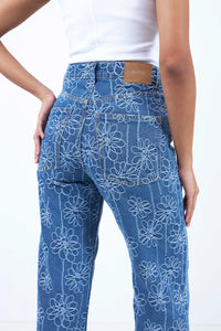 Blue Floral Jeans