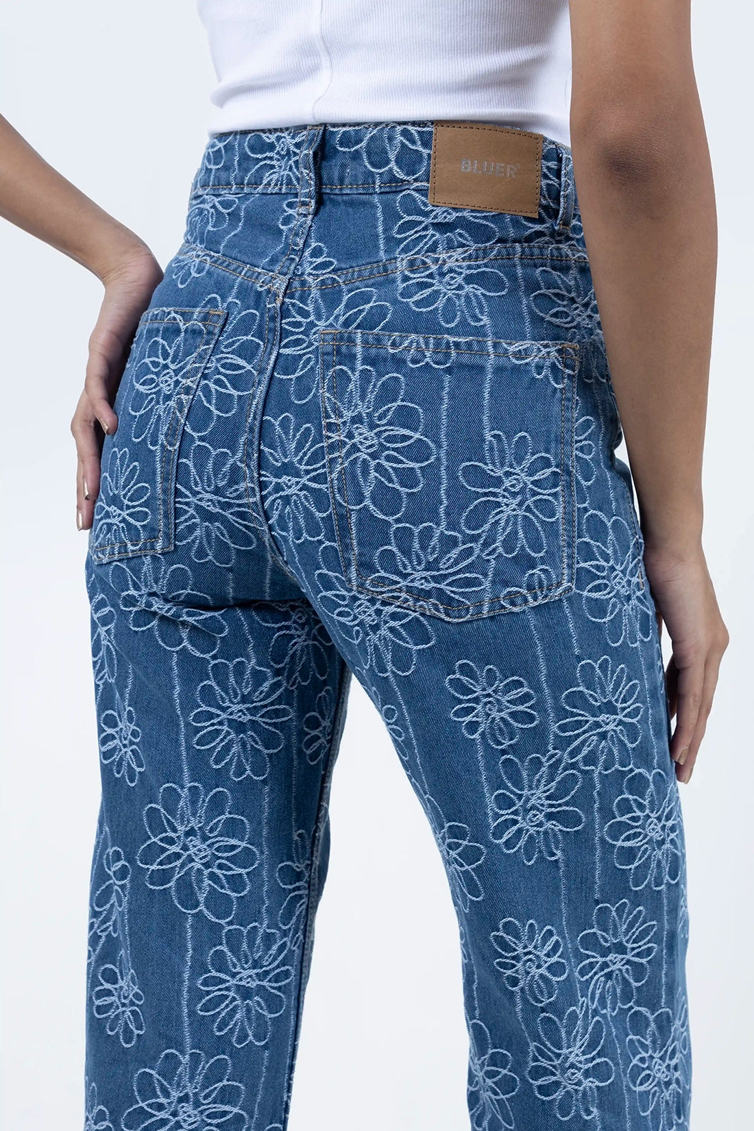 Blue Floral Jeans