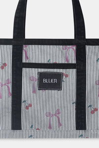 Bow Printed Denim Tote