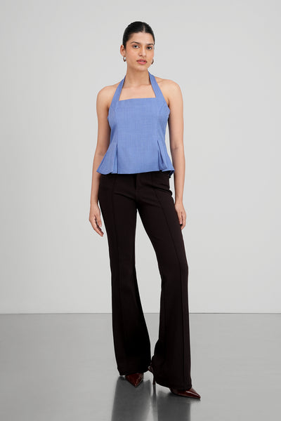 Box Pleated Halter Top- Powder Blue