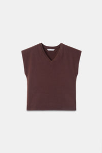 Brown Basic V-Neck T-Shirt