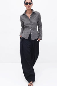 Brown Fitted Tie-Back Shirt