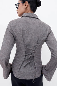 Brown Fitted Tie-Back Shirt