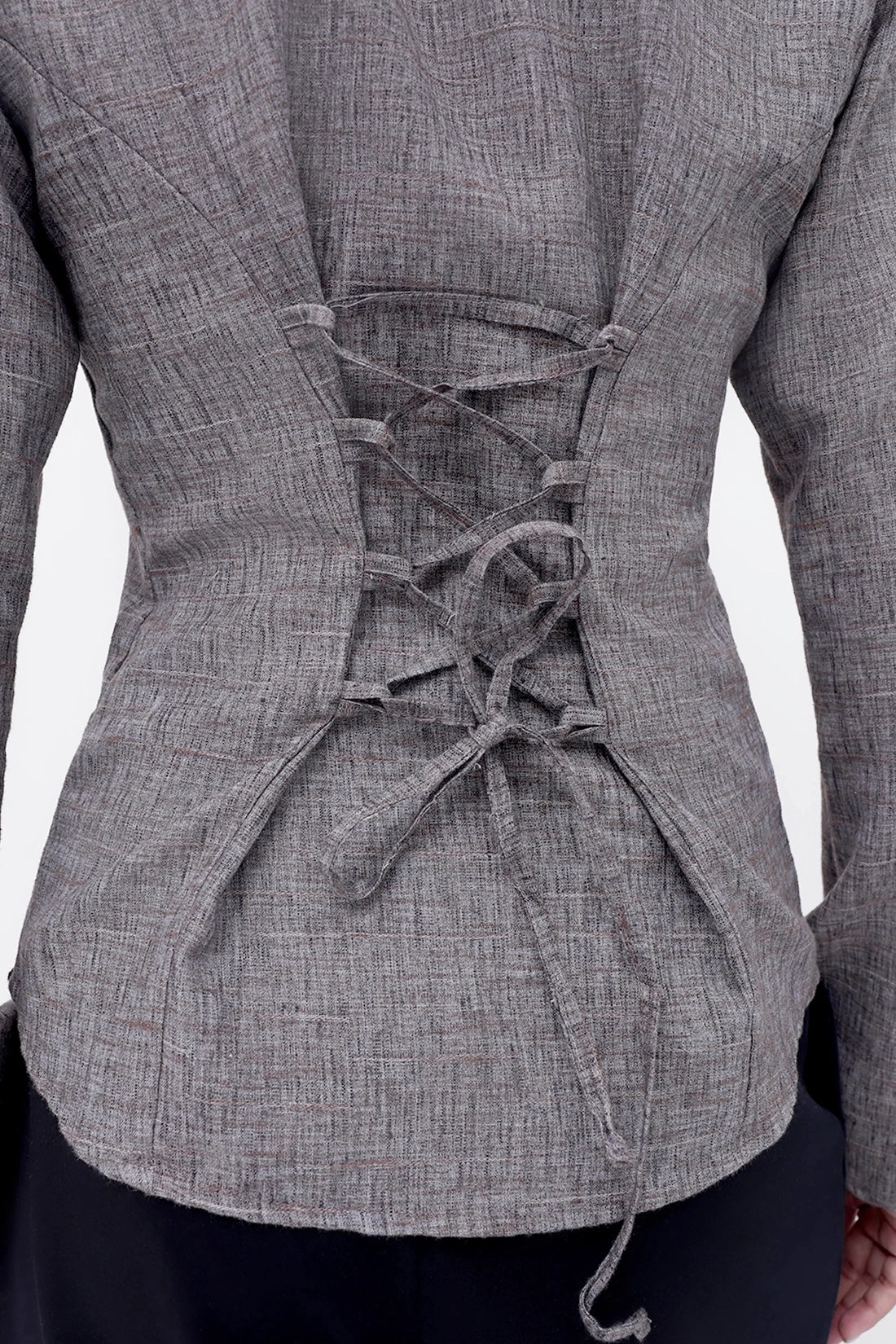 Brown Fitted Tie-Back Shirt