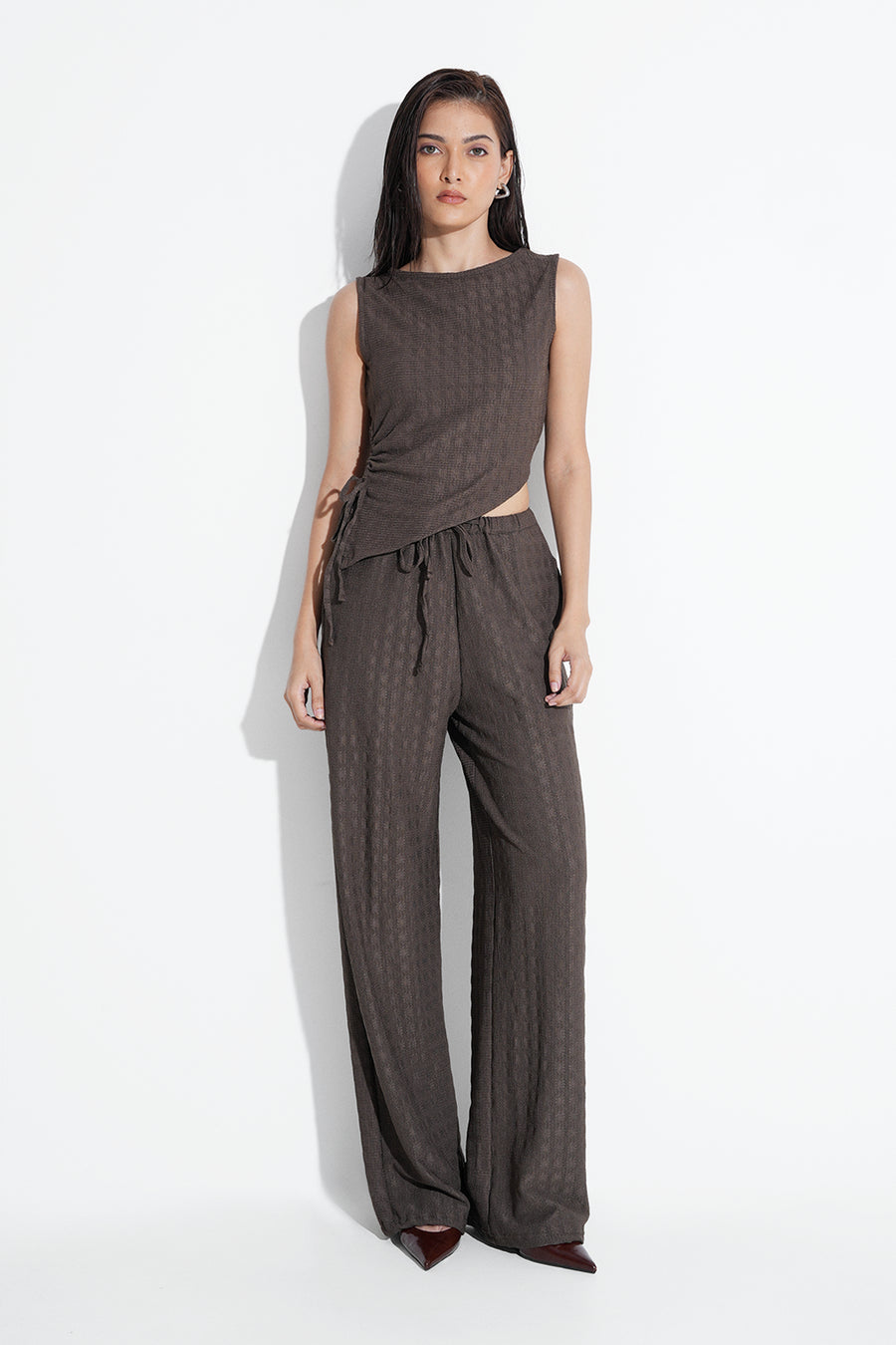Brown Ruched Co-ord Set