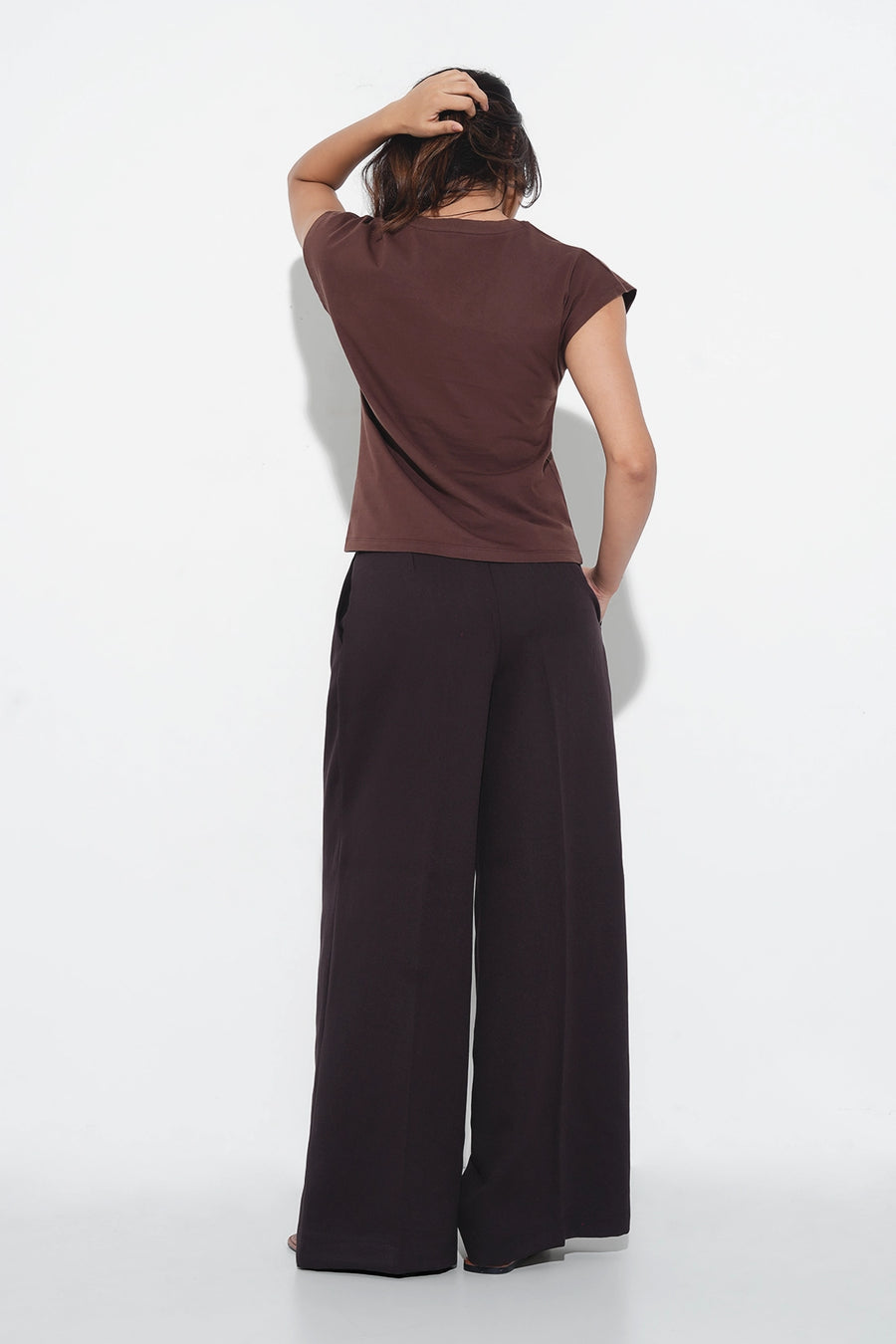 Brown Basic V-Neck T-Shirt