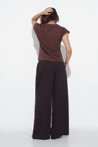 Brown Basic V-Neck T-Shirt