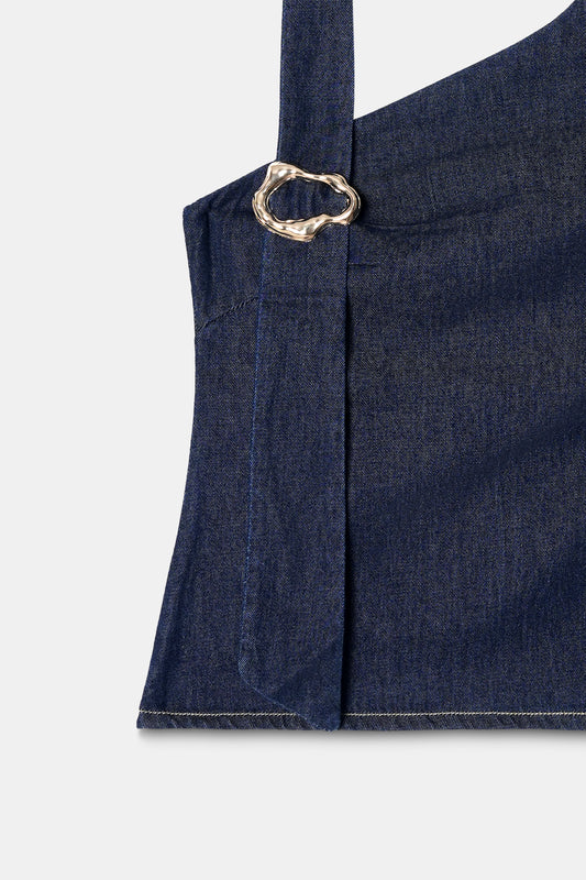 Buckled Denim Top