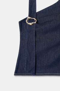 Buckled Denim Top